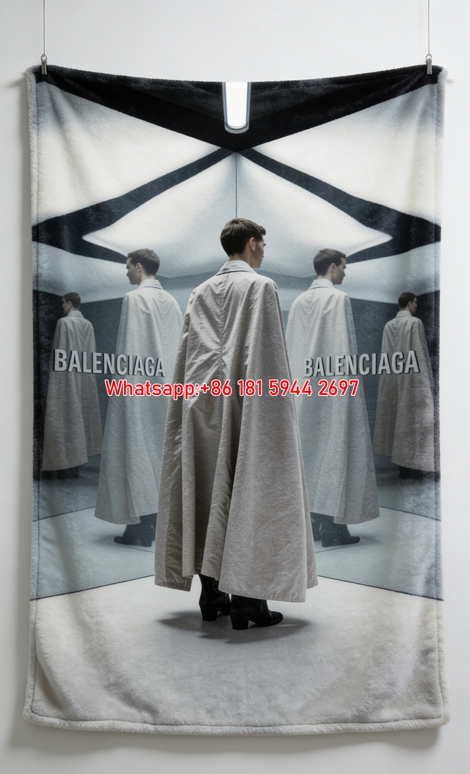 Balenciaga Mirror Reflection Flannel Throw Blanket for Sofa and Wall Decor BA485